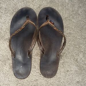 Leather braided Rainbow flip flops